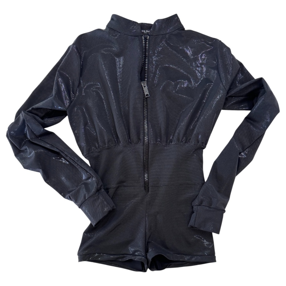 DELPHINE MURAT - COMBI SHORTS WITH ZIP - SHINNY STRETCH JERSEY - L